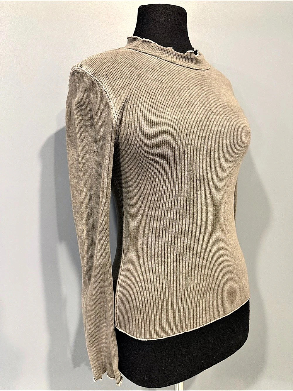 Lucky Brand Long Sleeve Mock Neck Top Beige Size Small